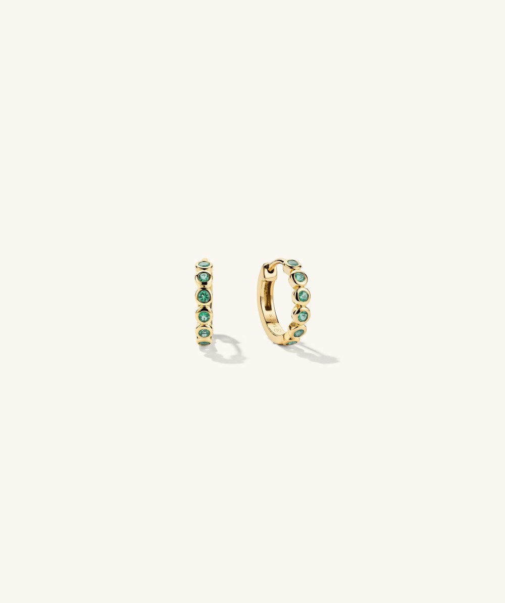 Mejuri Bezel Emerald Huggies - 14k Yellow Gold Canada Store