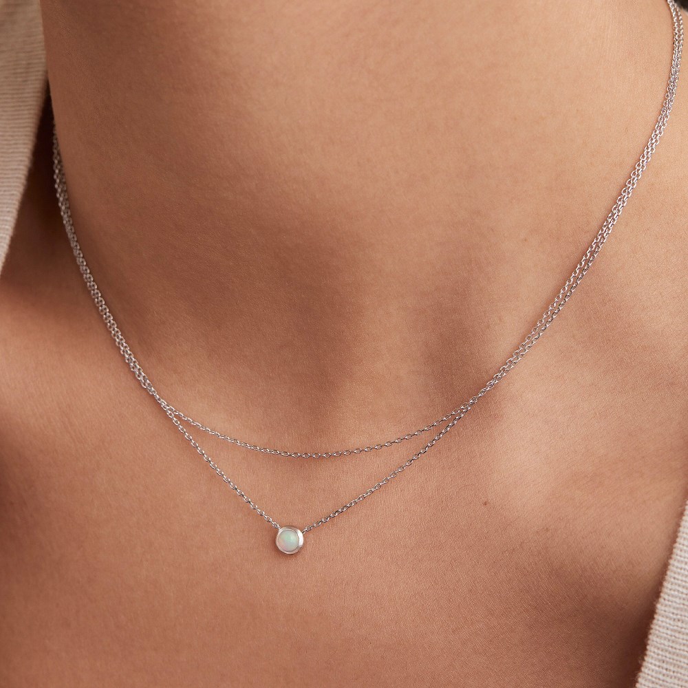 Mejuri Layered Opal Necklace - Sterling Silver Canada Store