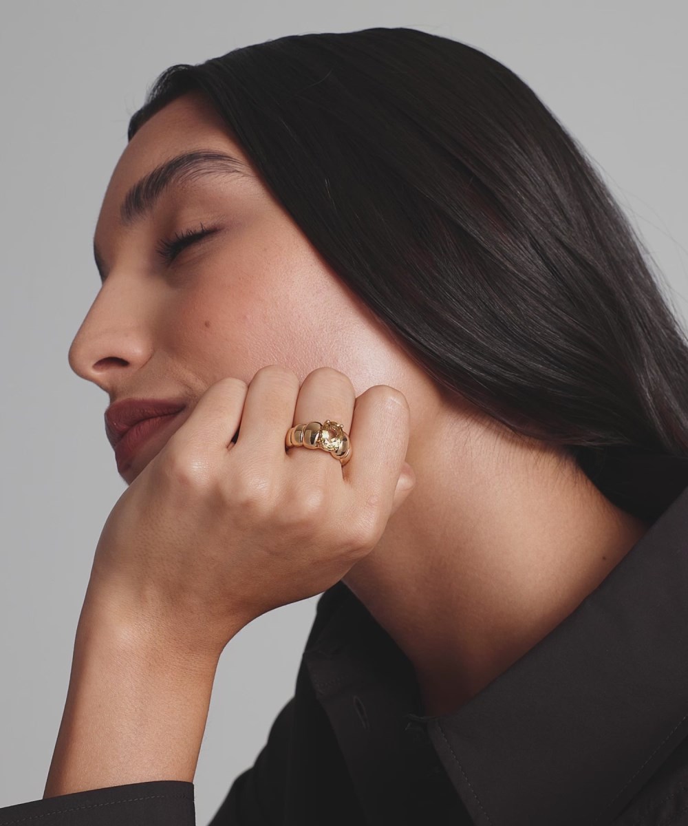 Mejuri Puffy Charlotte Gemstone Ring - 14k Yellow Gold Canada Store