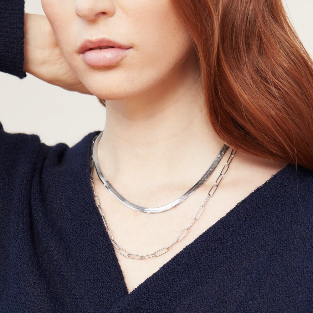 Mejuri Bold Herringbone Chain Necklace - Sterling Silver Canada Store