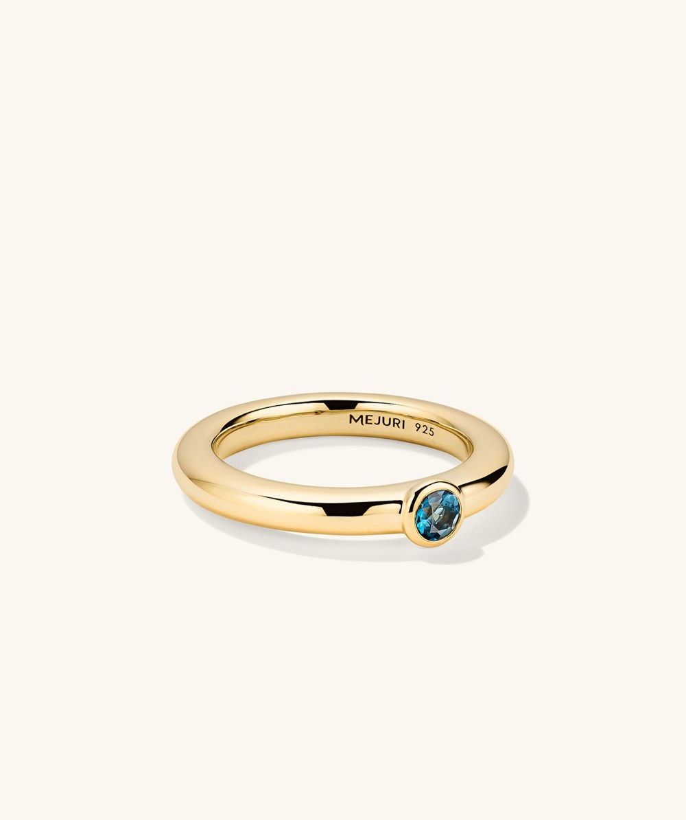 Mejuri Round Gemstone Stacker Ring - Gold Vermeil Canada Store