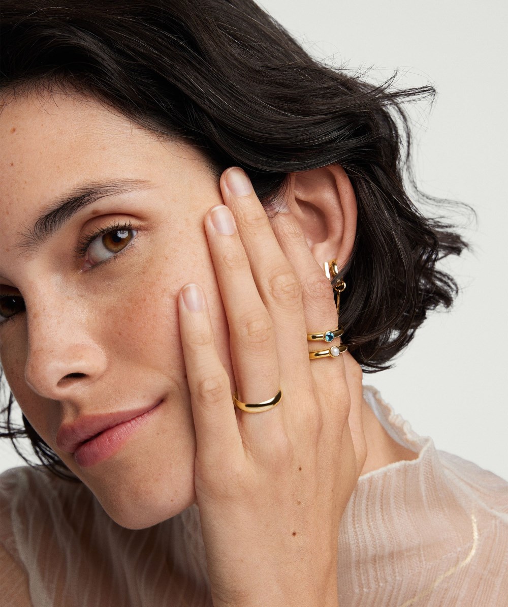Mejuri Round Gemstone Stacker Ring - Gold Vermeil Canada Store