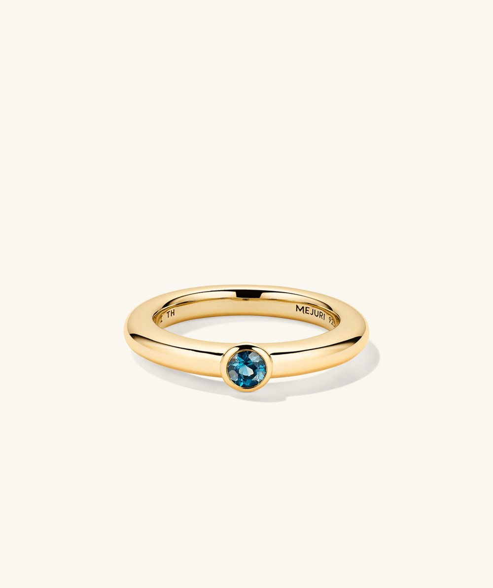 Mejuri Round Gemstone Stacker Ring - Gold Vermeil Canada Store