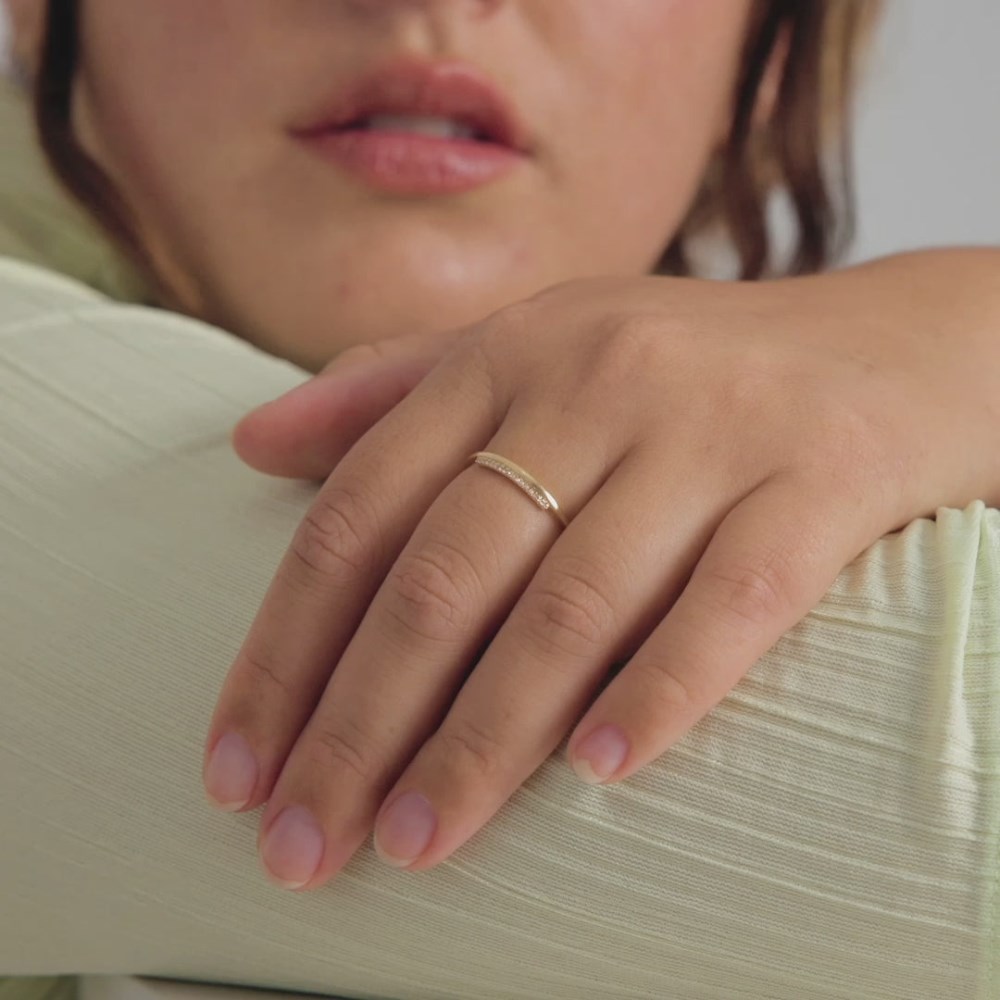 Mejuri Pavﾨﾦ Diamond Bar Stacker Ring - 14k Yellow Gold Canada Store