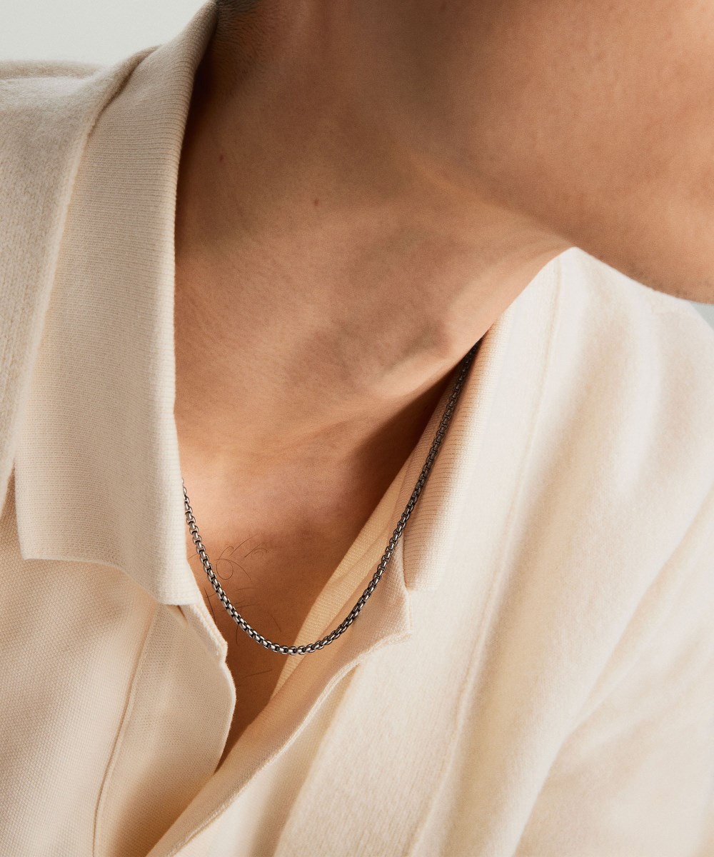 Mejuri Round Box Chain Necklace - Titanium Canada Store