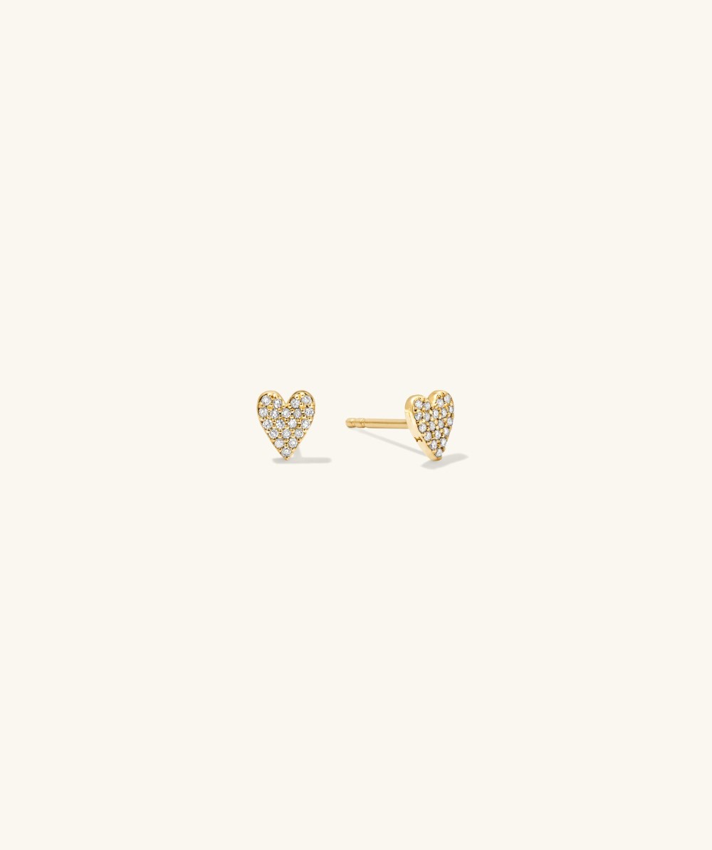 Mejuri Mini Heart Pavﾨﾦ Diamond Stud Earrings - 14k Yellow Gold Canada Store