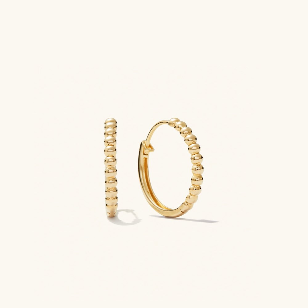 Mejuri Beaded Medium Hoops - 14k Yellow Gold Canada Store
