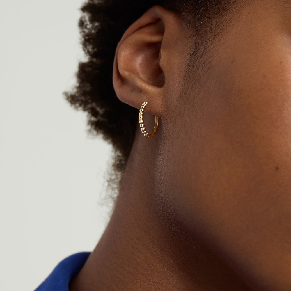 Mejuri Beaded Medium Hoops - 14k Yellow Gold Canada Store
