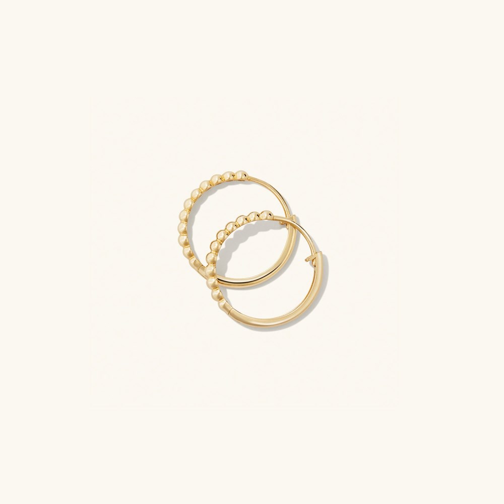 Mejuri Beaded Medium Hoops - 14k Yellow Gold Canada Store