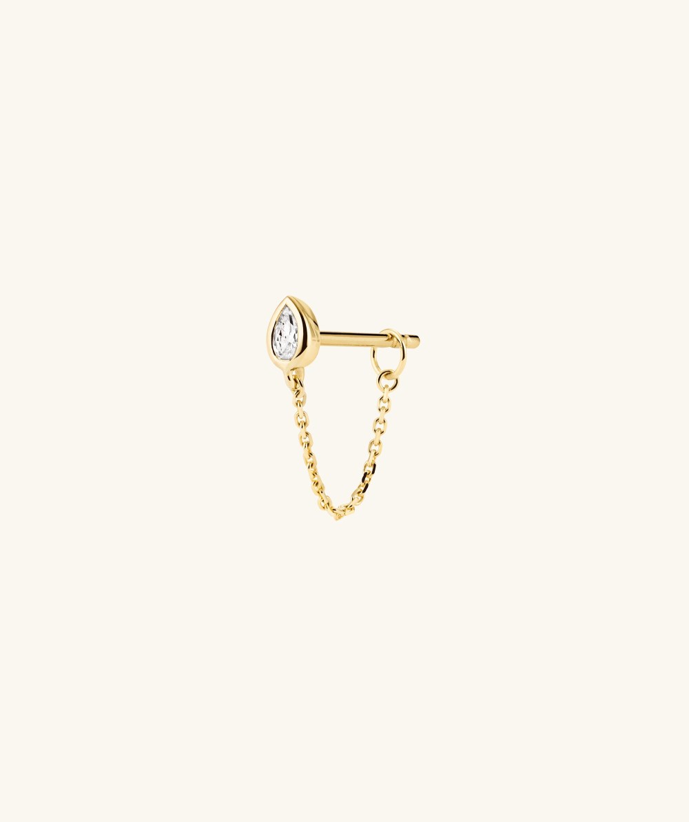 Mejuri Lab Grown Diamond Pear Chain Stud - 14k Yellow Gold Canada Store