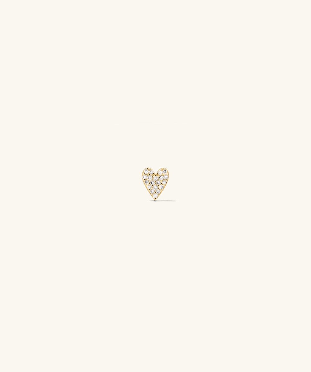 Mejuri Piercing Studio - Pavﾨﾦ Diamond Heart Flat Back Stud - 14k Yellow Gold Canada Store