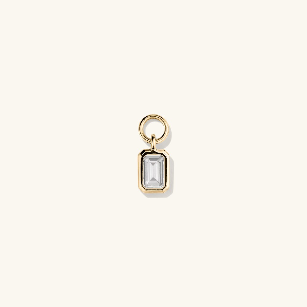 Mejuri Single Emerald Cut Gemstone Hoop Charm - 14k Yellow Gold Canada Store