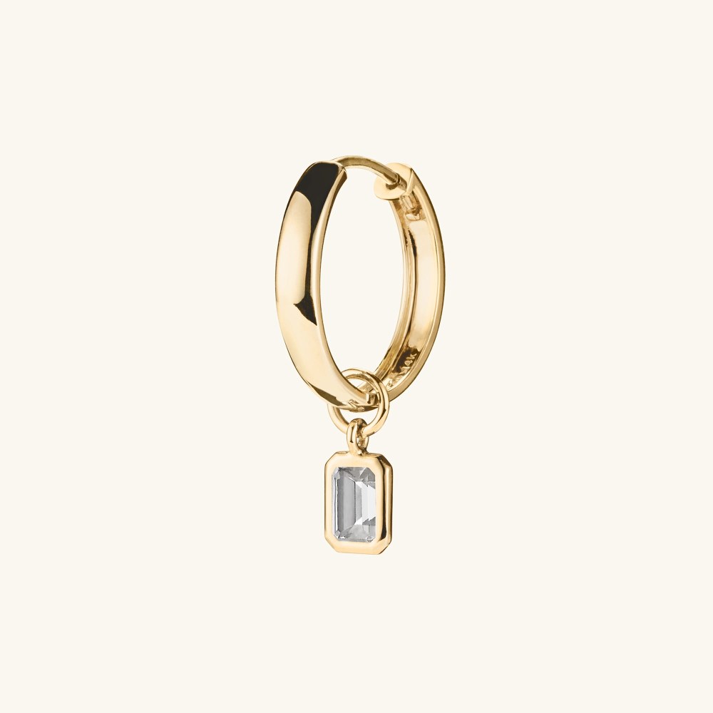 Mejuri Single Emerald Cut Gemstone Hoop Charm - 14k Yellow Gold Canada Store