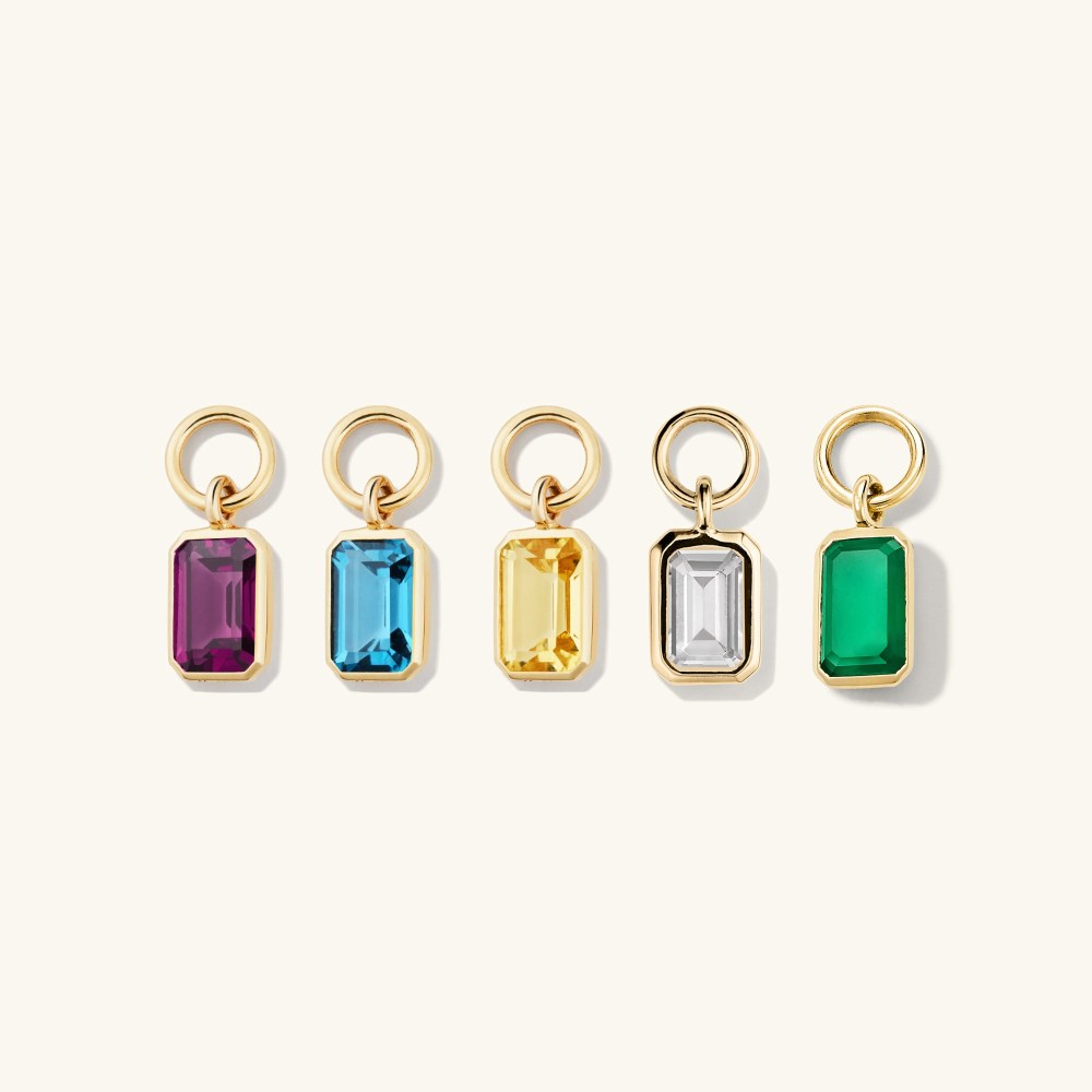 Mejuri Single Emerald Cut Gemstone Hoop Charm - 14k Yellow Gold Canada Store