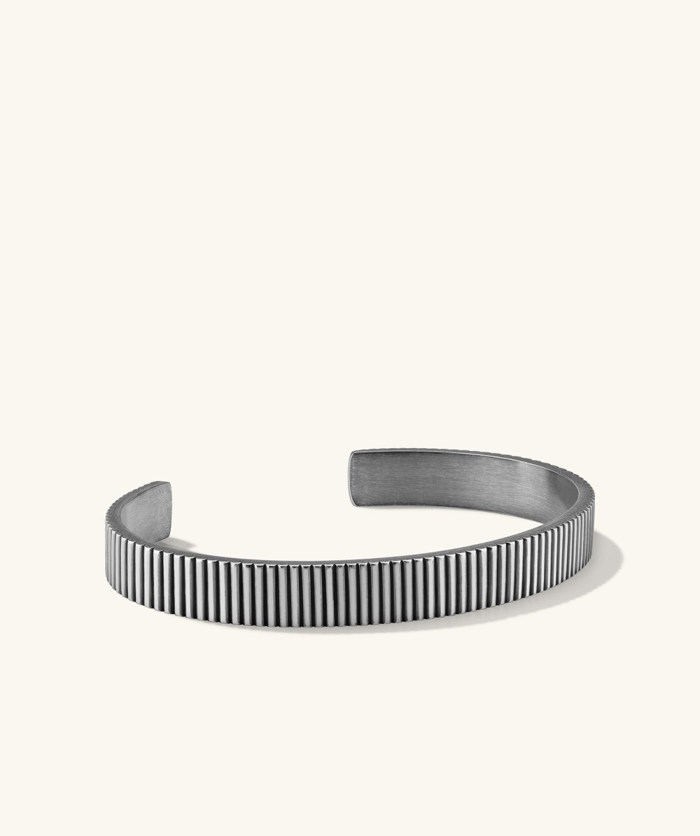 Mejuri Ribbed Cuff - Oxidized Sterling Silver Canada Store