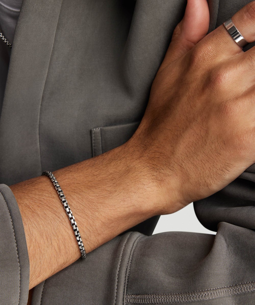 Mejuri Round Box Chain Bracelet - Oxidized Sterling Silver Canada Store