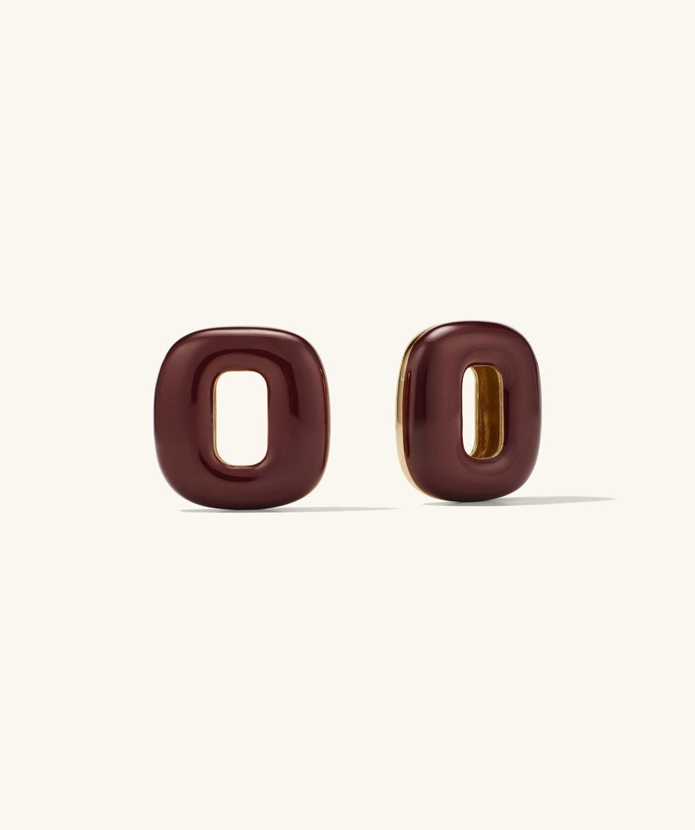 Mejuri Stevie Hoop Links - Gold Vermeil, Burgundy Enamel Canada Store