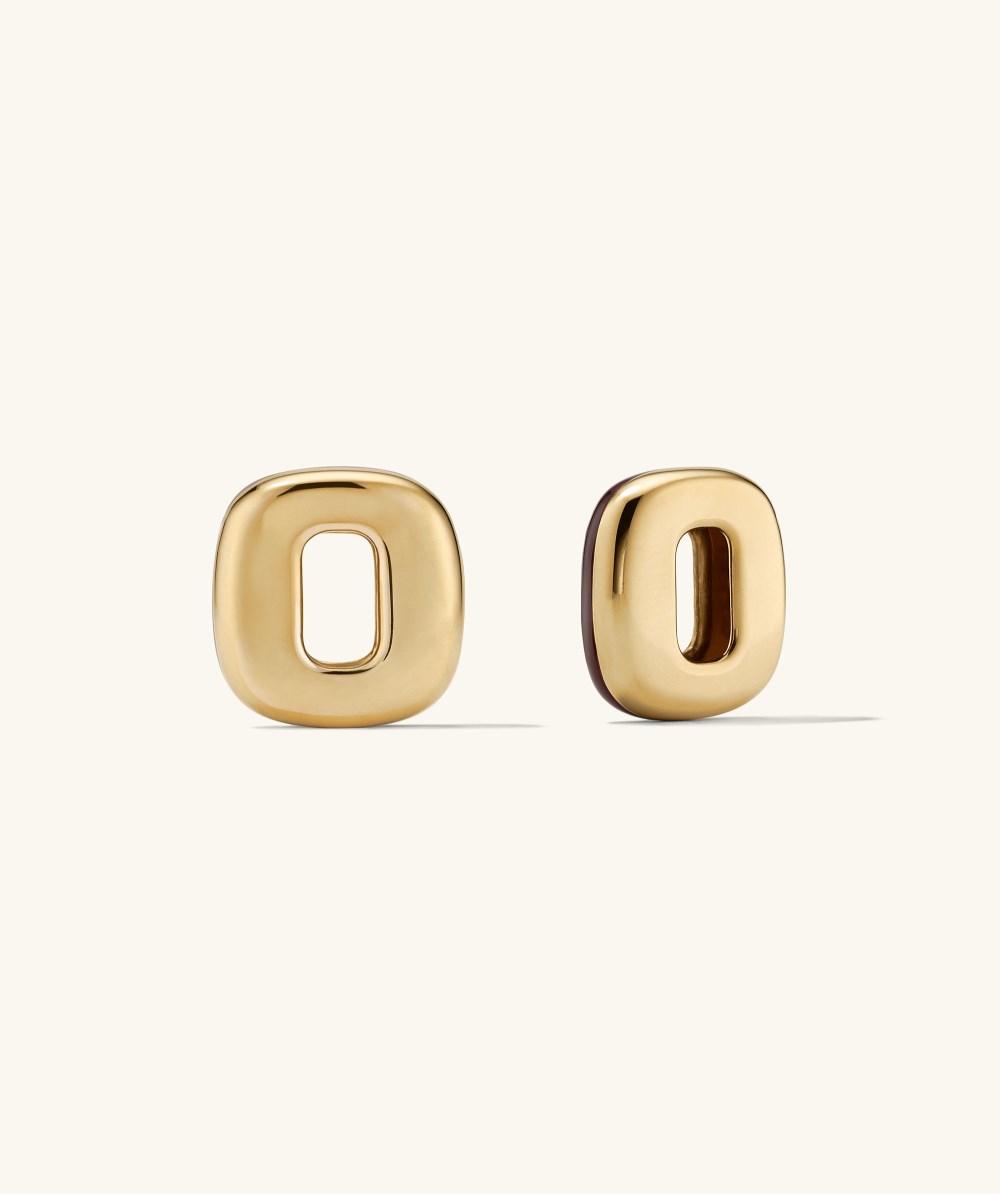 Mejuri Stevie Hoop Links - Gold Vermeil, Burgundy Enamel Canada Store