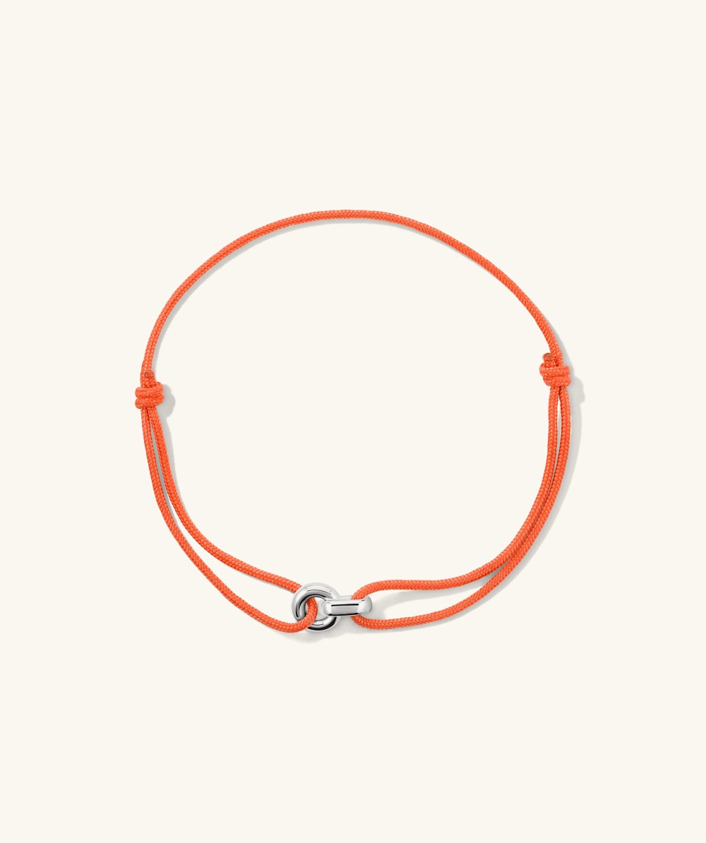 Mejuri Linked Cord Bracelet - Sterling Silver, Orange Cord Canada Store