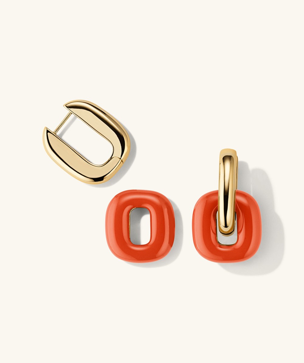 Mejuri Stevie Hoops - Gold Vermeil, Red Enamel Canada Store