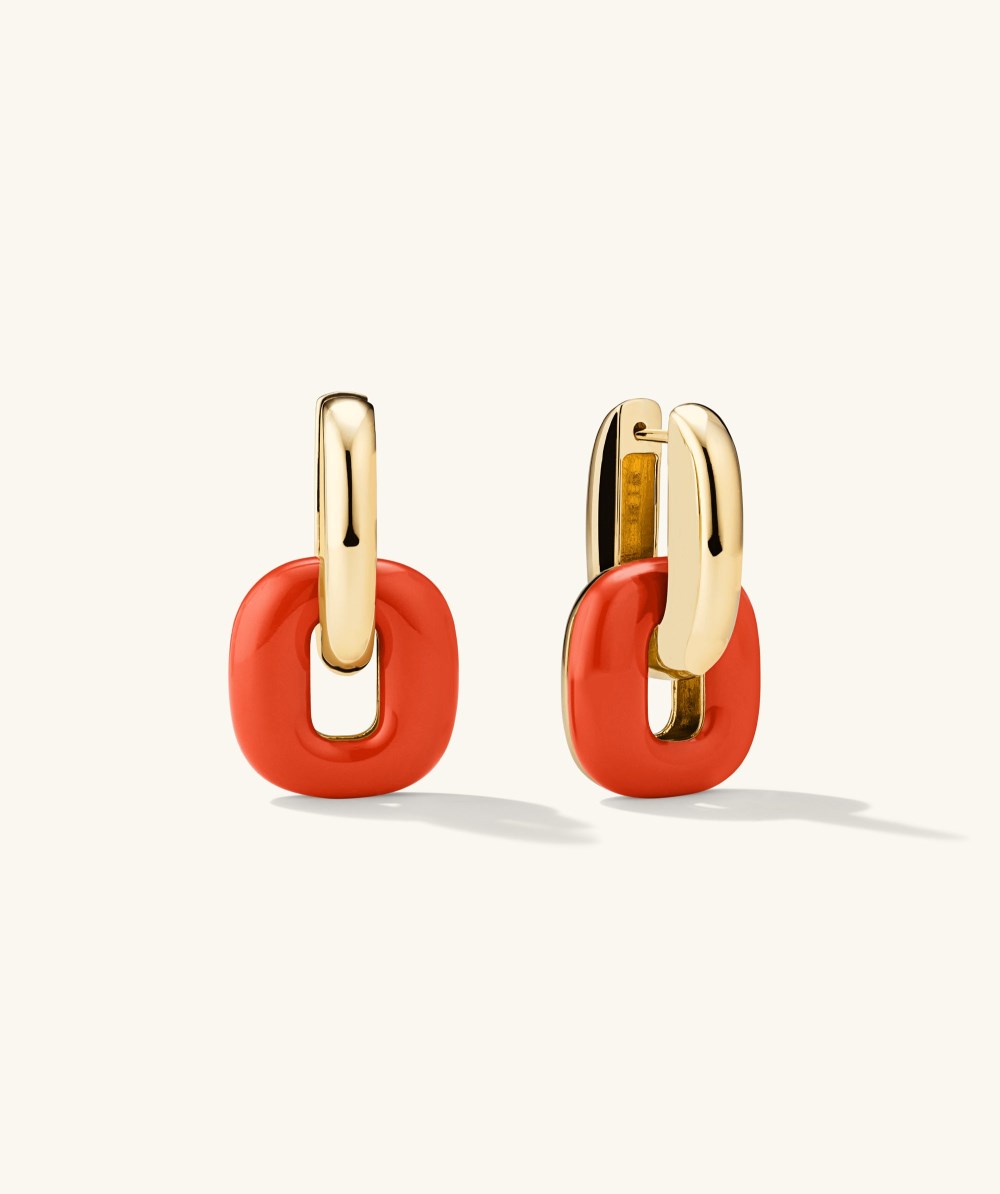 Mejuri Stevie Hoops - Gold Vermeil, Red Enamel Canada Store