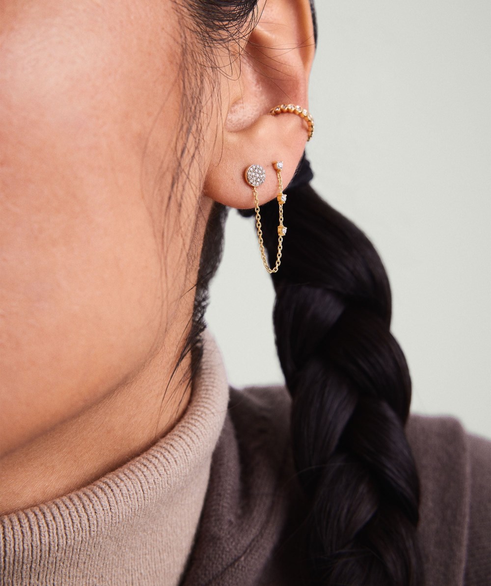 Mejuri Mini Diamond Chain Studs - 14k Yellow Gold Canada Store