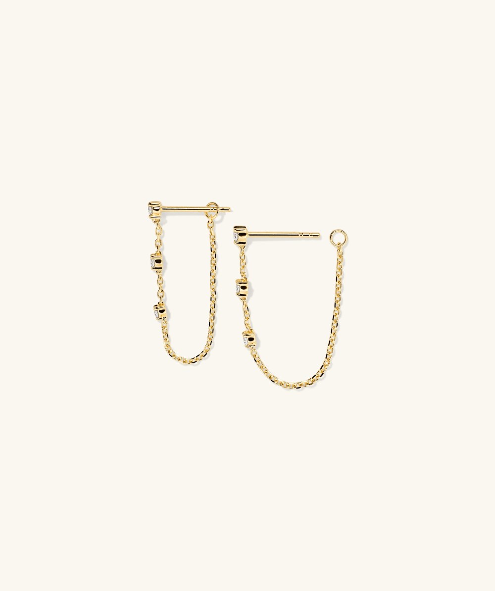 Mejuri Mini Diamond Chain Studs - 14k Yellow Gold Canada Store