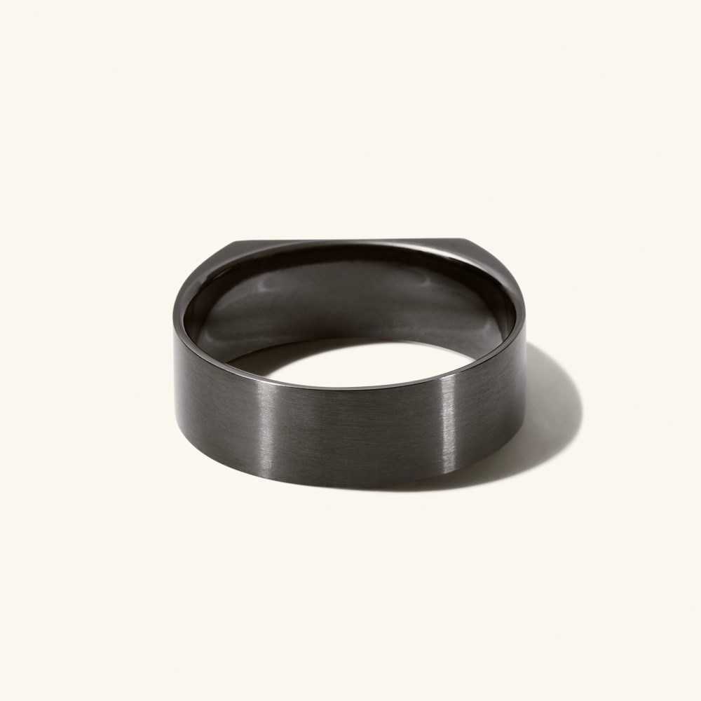 Mejuri Slim Rectangular Signet Ring - Black Titanium Canada Store