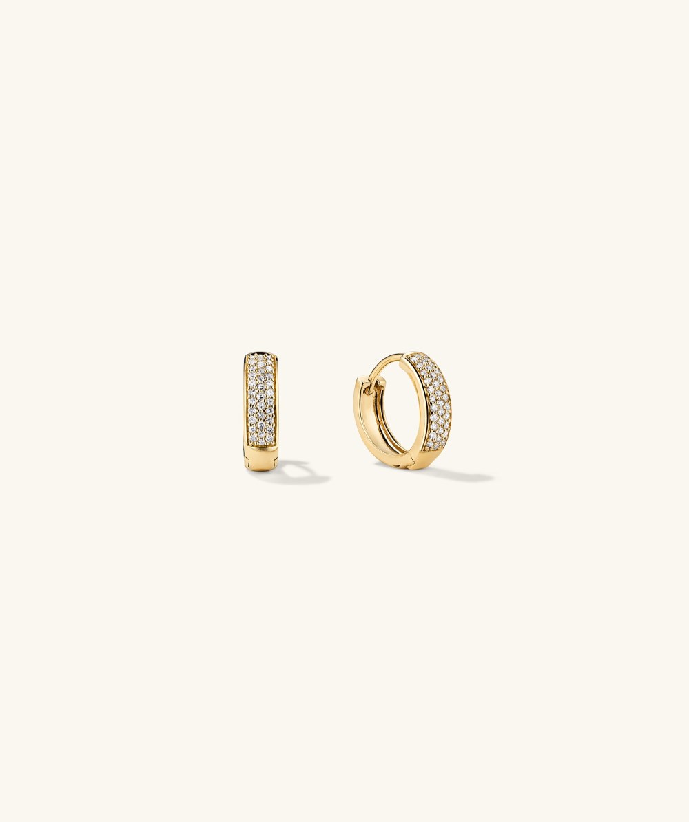 Mejuri Bold Pavﾨﾦ Diamond Huggie Hoops - 14k Yellow Gold Canada Store