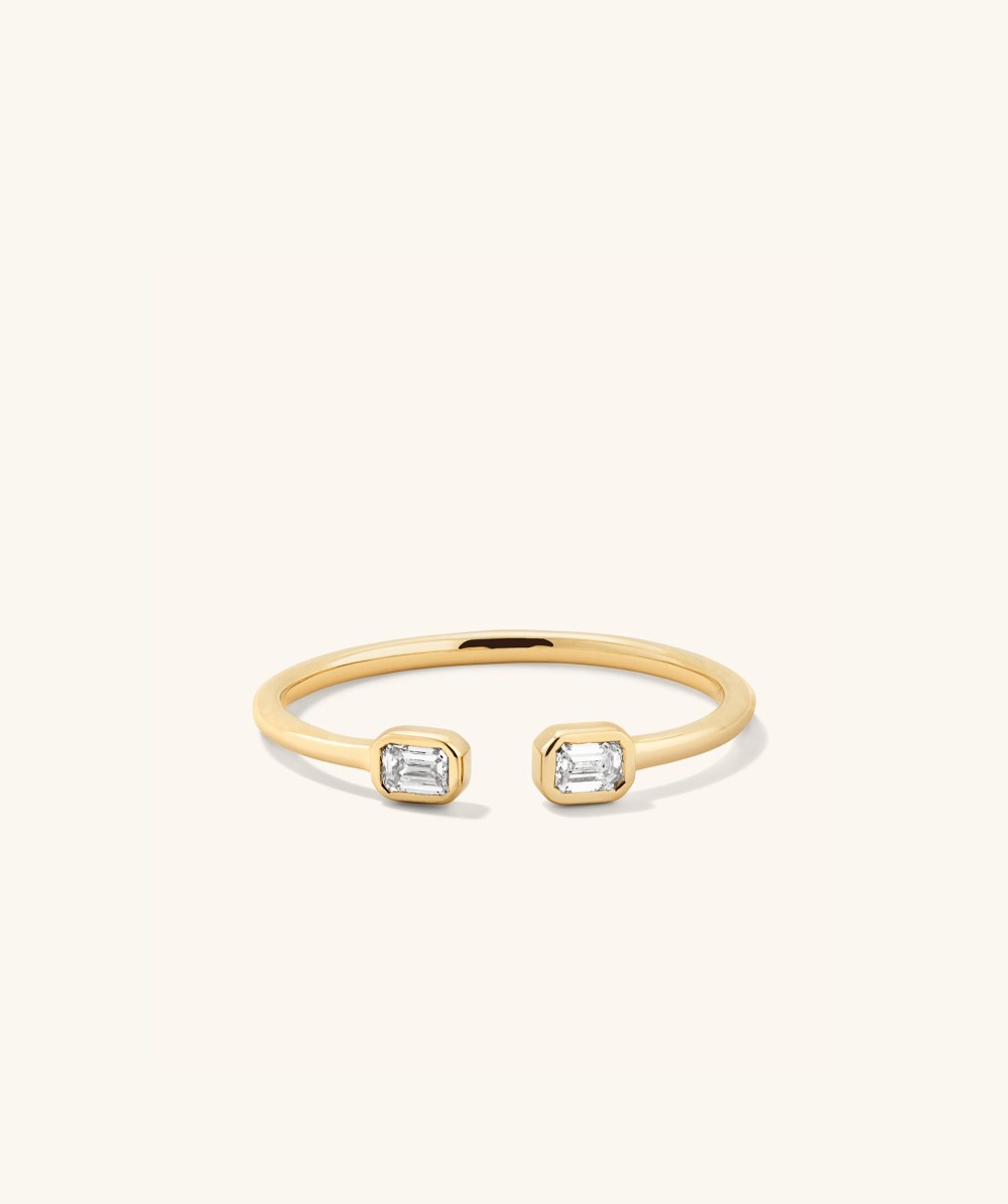 Mejuri Lab Grown Diamond Emerald Cut Open Ring - 14k Yellow Gold Canada Store