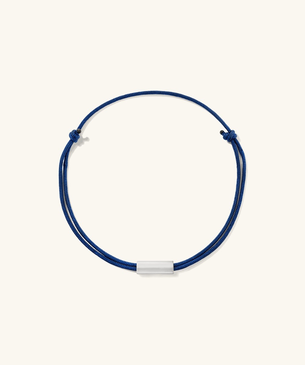 Mejuri Bar Cord Bracelet - Sterling Silver, Blue Cord Canada Store