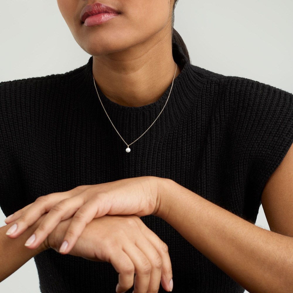 Mejuri Mini Pearl Pendant Necklace - Gold Vermeil Canada Store