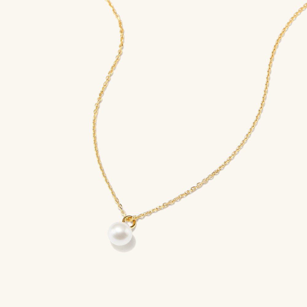 Mejuri Mini Pearl Pendant Necklace - Gold Vermeil Canada Store