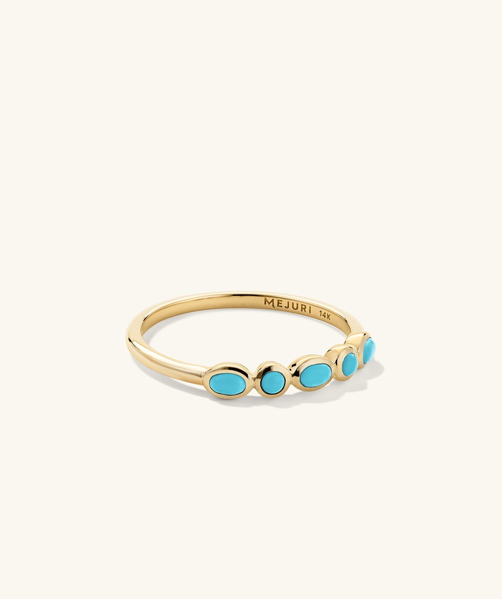 Mejuri Bezel Turquoise Half Eternity Ring - 14k Yellow Gold Canada Store