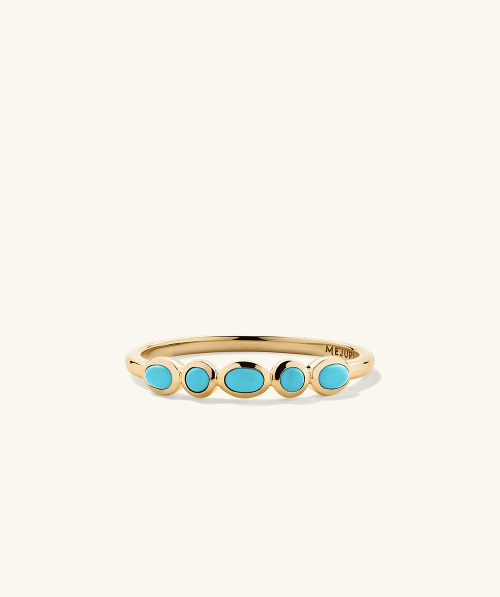 Mejuri Bezel Turquoise Half Eternity Ring - 14k Yellow Gold Canada Store
