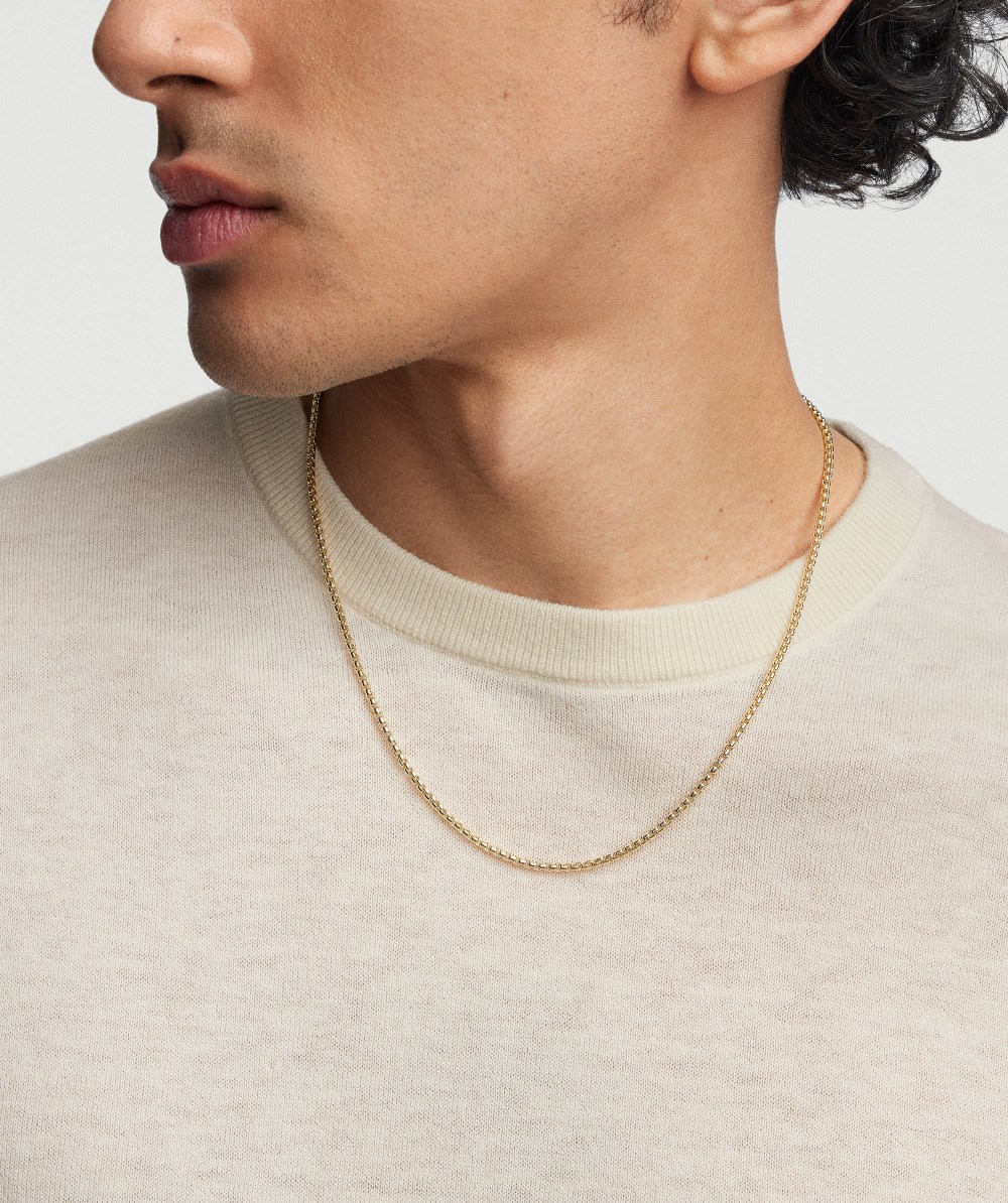 Mejuri 2.5mm Round Box Chain Necklace - 14k Yellow Gold Canada Store