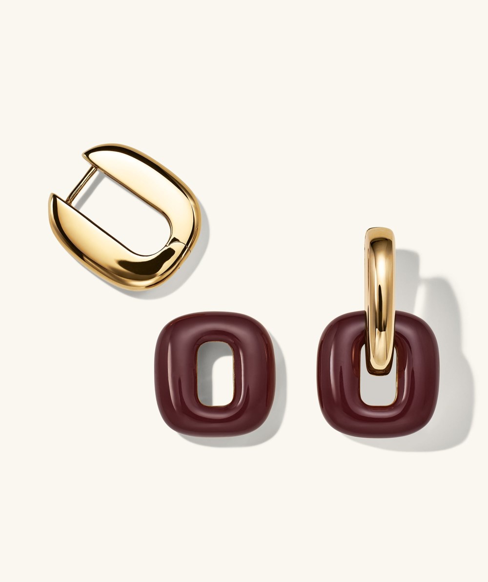 Mejuri Stevie Hoops - Gold Vermeil, Burgundy Enamel Canada Store