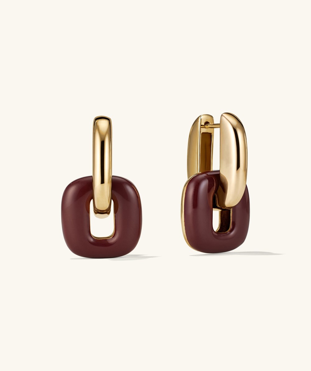 Mejuri Stevie Hoops - Gold Vermeil, Burgundy Enamel Canada Store