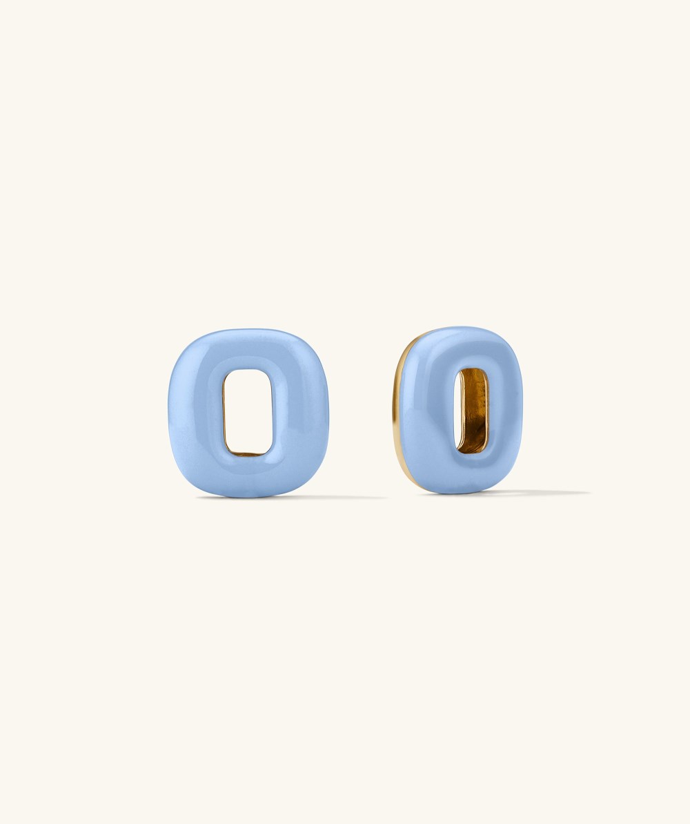 Mejuri Stevie Hoop Links - Gold Vermeil, Light Blue Enamel Canada Store