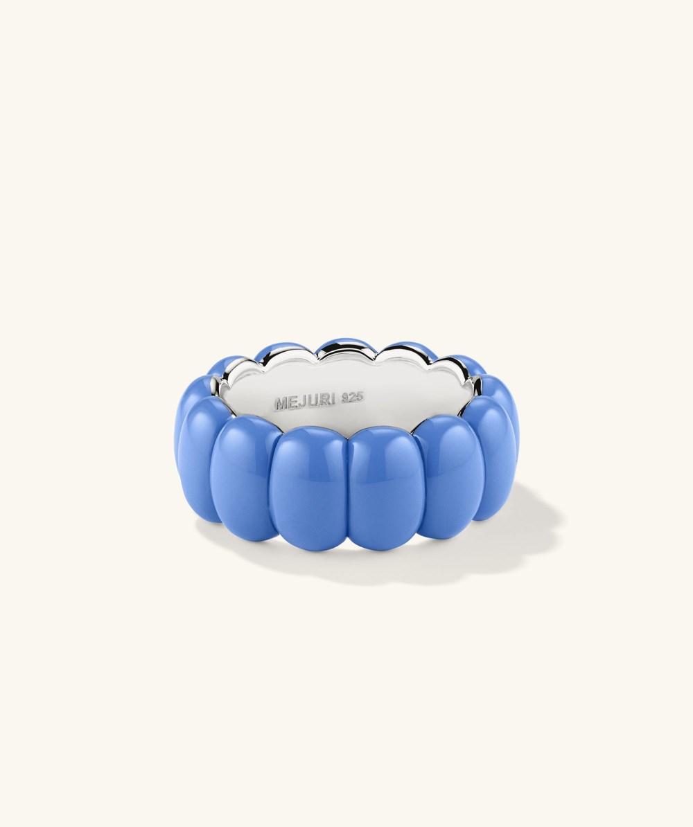 Mejuri Puffy Charlotte Enamel Ring - Sterling Silver, Sky Enamel Canada Store