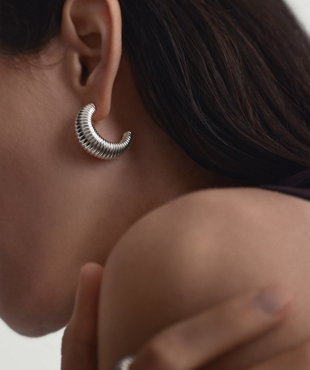 Mejuri D?me Texture Large Hoops - Sterling Silver Canada Store