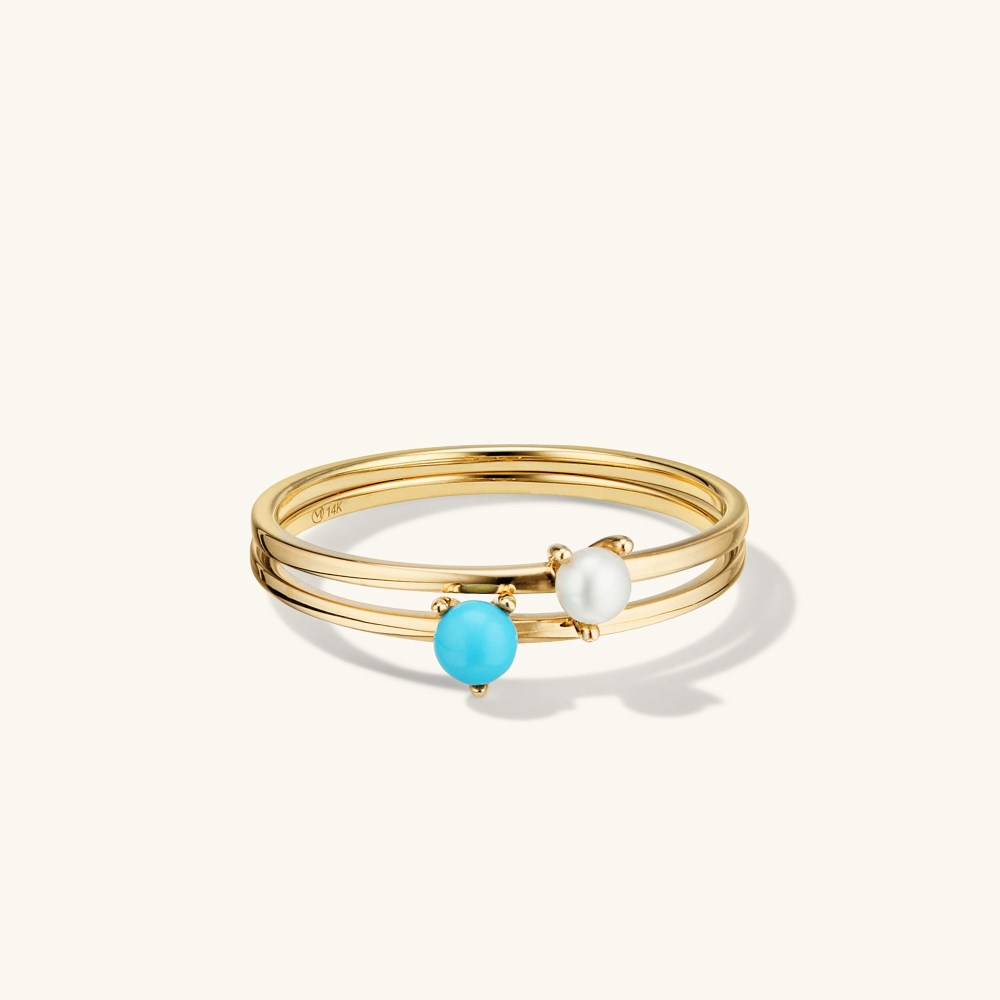 Mejuri Pearl Slim Stacker Ring - 14k Yellow Gold Canada Store