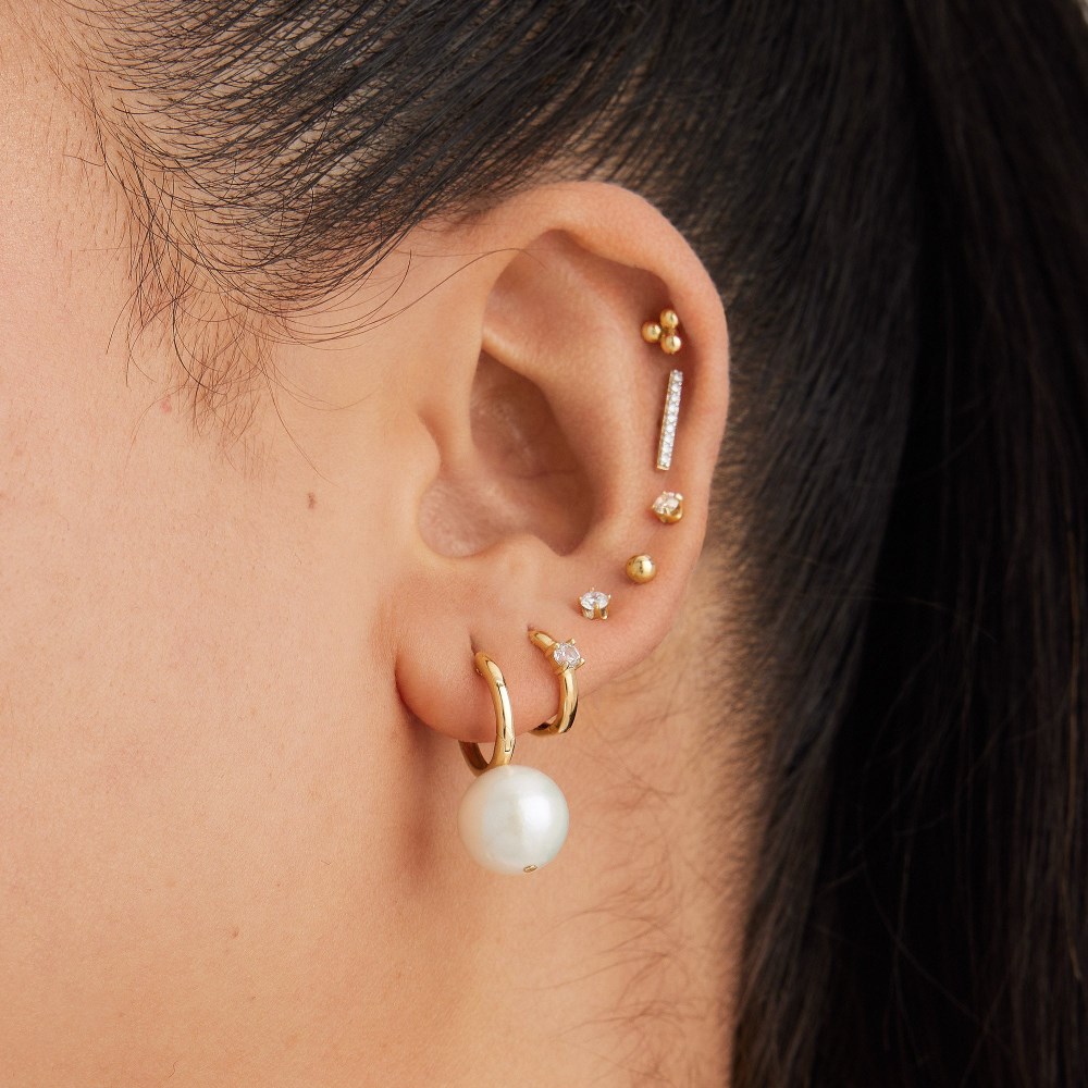 Mejuri Large Pearl Huggies - 14k Yellow Gold Canada Store