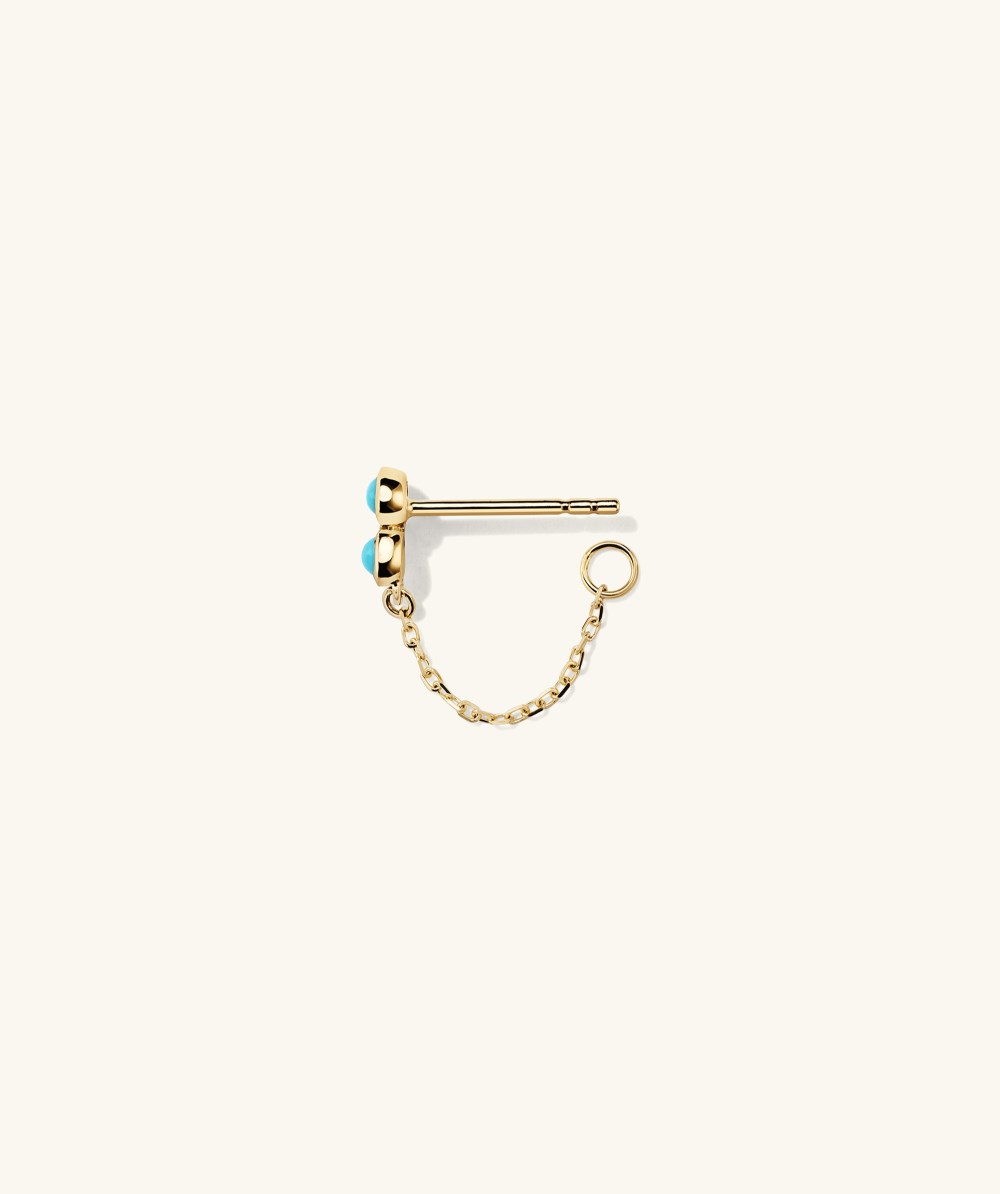 Mejuri Bezel Turquoise Chain Stud - 14k Yellow Gold Canada Store