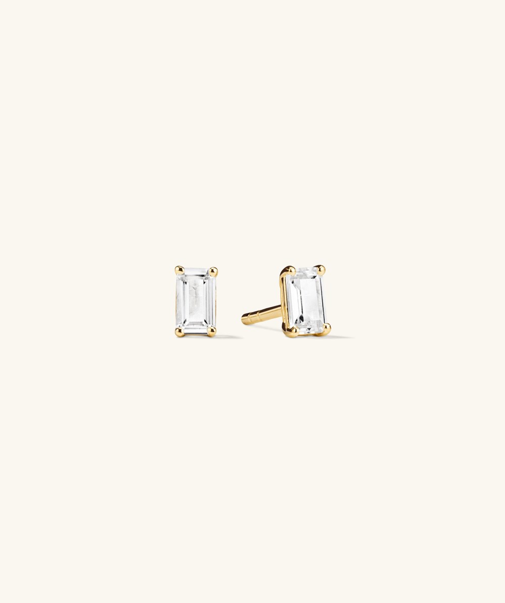 Mejuri Lab Grown Sapphire Emerald Cut Studs - Gold Vermeil Canada Store