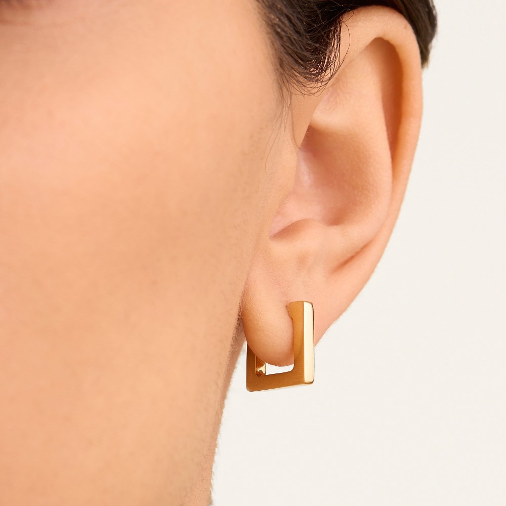 Mejuri Block Small Hoops - Gold Vermeil Canada Store