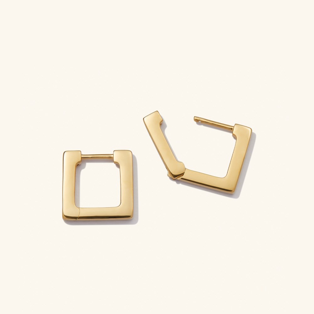 Mejuri Block Small Hoops - Gold Vermeil Canada Store