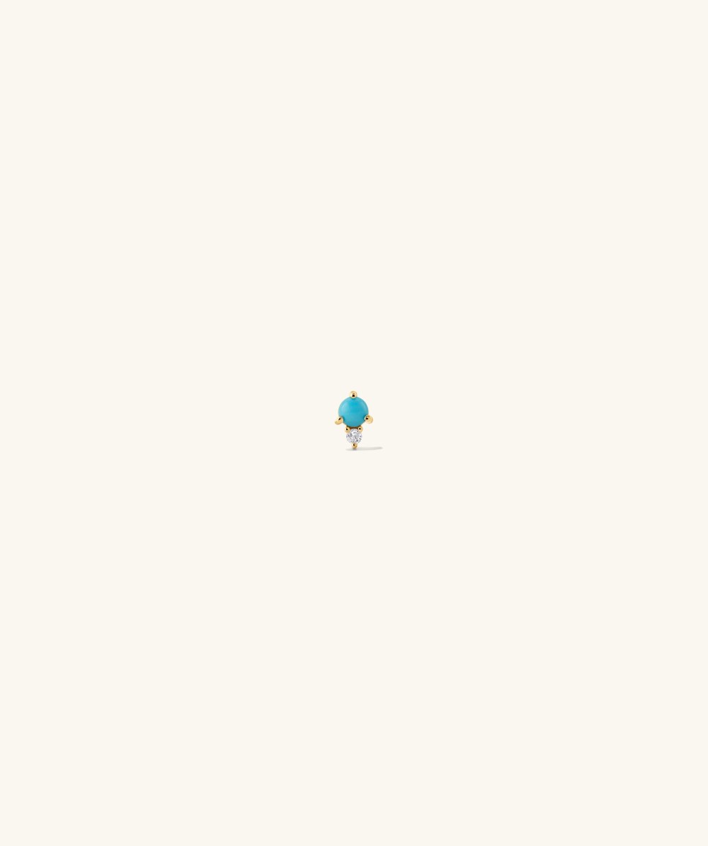 Mejuri Piercing Studio - Turquoise Diamond Droplet Flat Back Stud - 14k Yellow Gold Canada Store
