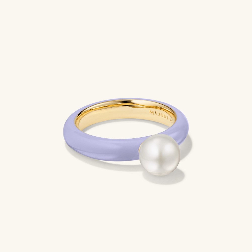 Mejuri Gumball Pearl Ring - Gold Vermeil, Lavender Enamel Canada Store