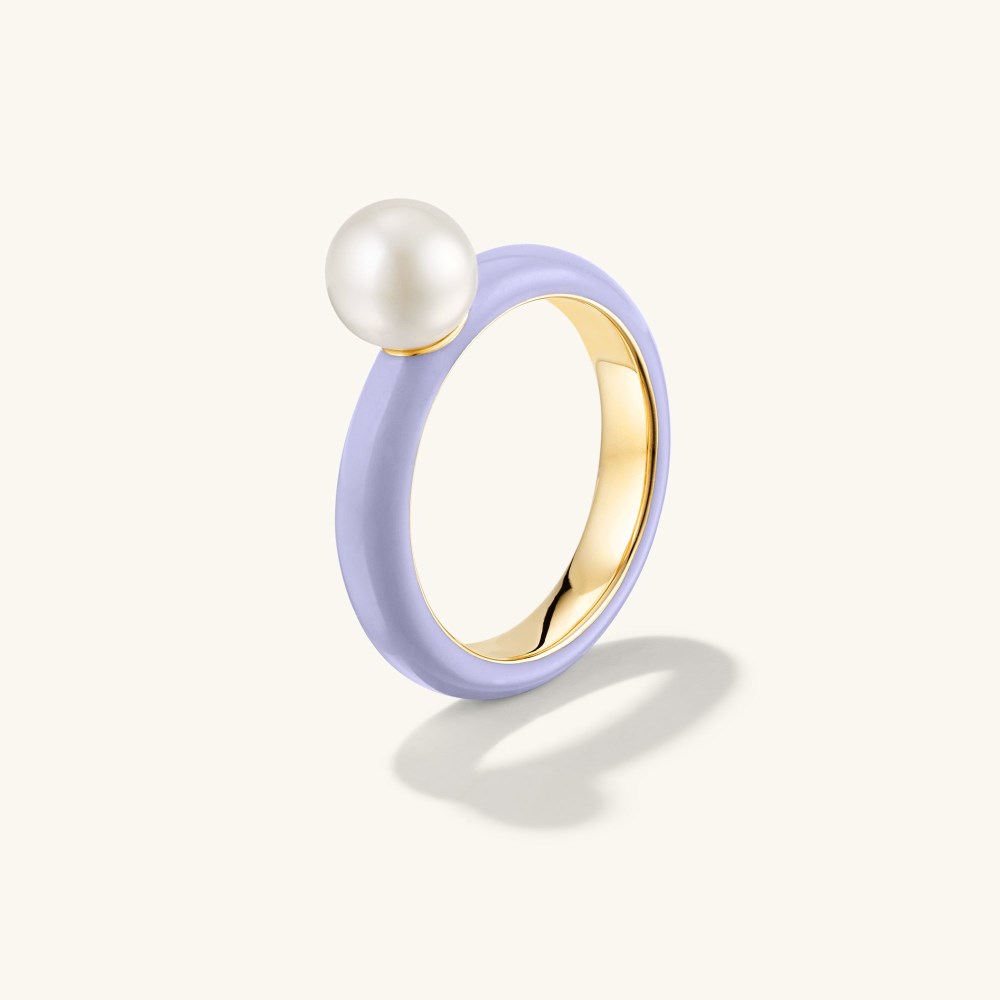 Mejuri Gumball Pearl Ring - Gold Vermeil, Lavender Enamel Canada Store